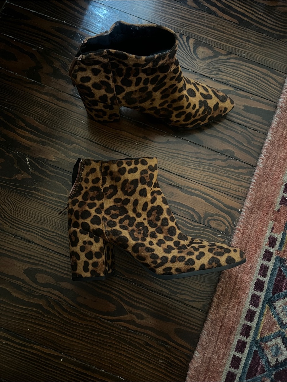 SHEIN Leopard Print Ankle Booties in Brown and Black